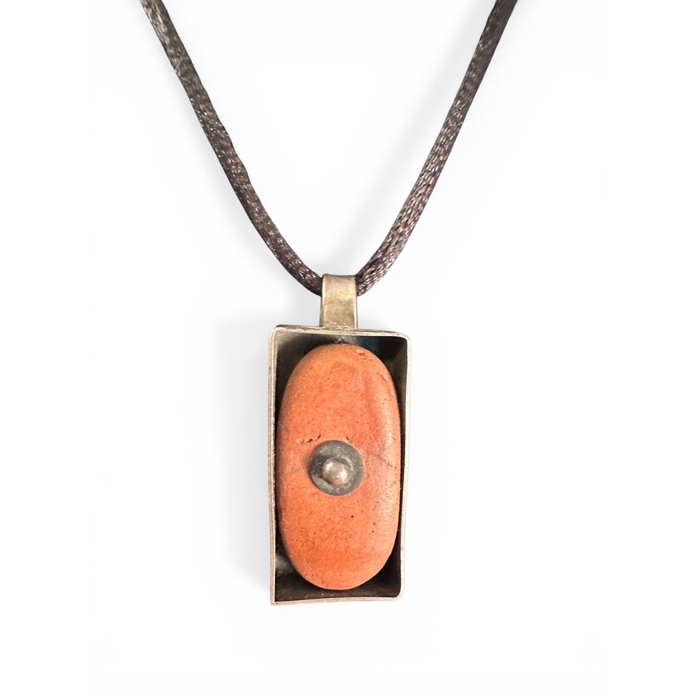 Unbranded Pendant Necklace Lake‎ Superior Stone Silver Good Brutalist Artisan